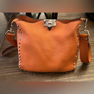 Valentino Garavani Rockstud Flip Lock Messenger Bag Crossbody Leather Medium